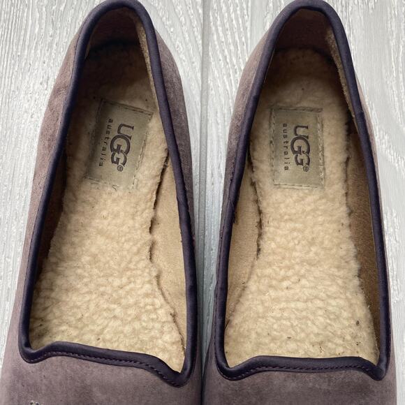 Ugg Women's Alloway Grey Suede Crystal Bow Bedazzled Ballet Flats Size 7.5 - Picture 6 of 9